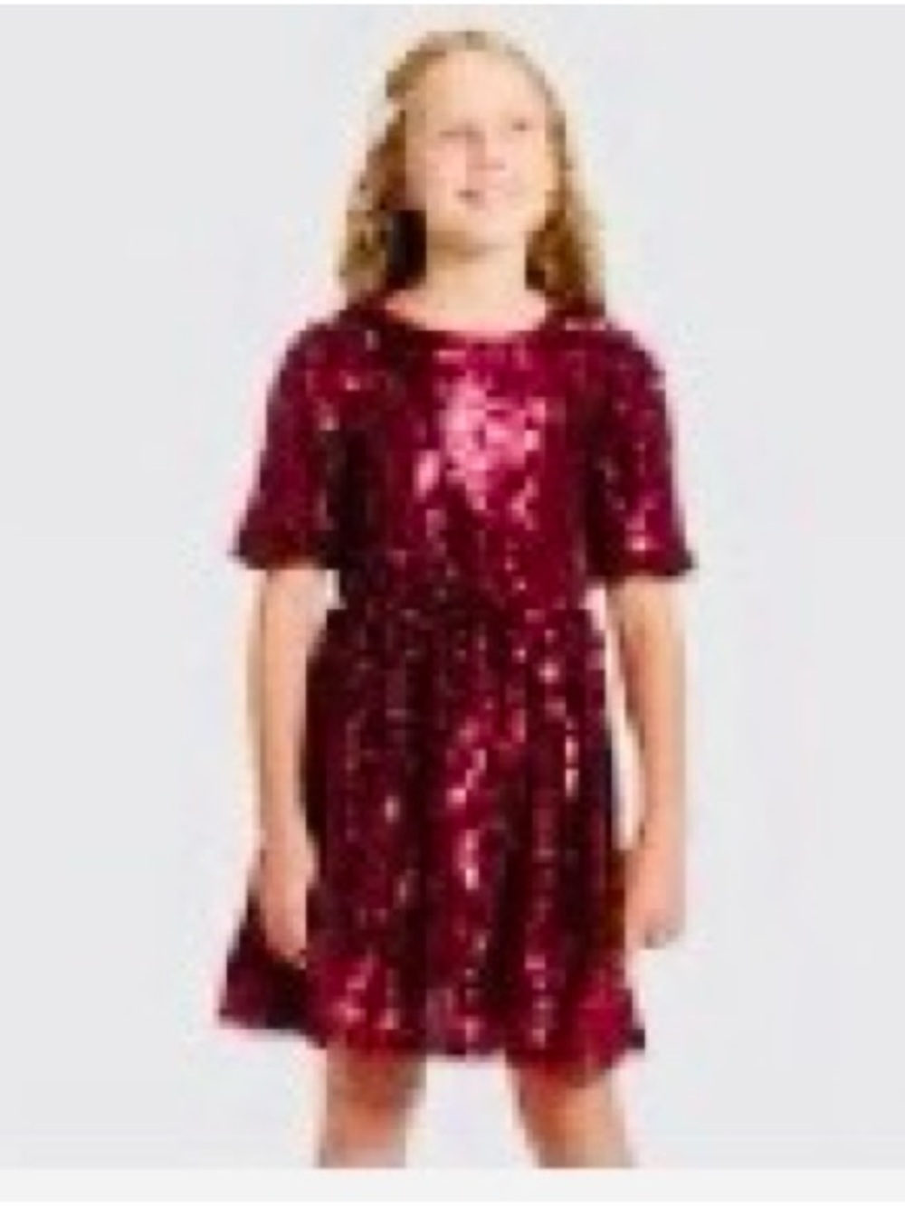Cat & Jack Girls Dark Red Sequin Dress Holiday Party Dress XL 14
